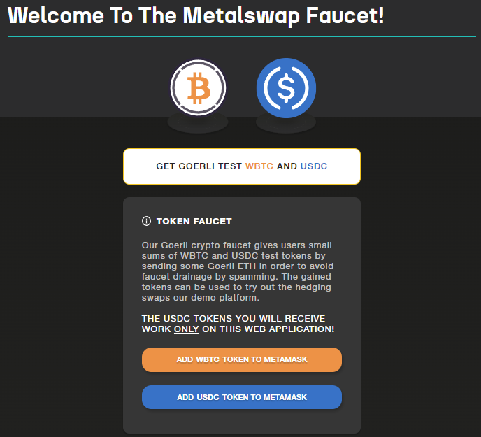 get test tokens from faucet